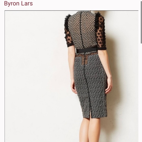 Pristine condition dress - Bryan Lars Allusione Sheath black 0 PETITE with tie - Picture 3 of 14